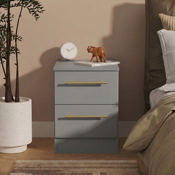 Haworth Grey 2 Drawer Bedside Cabinet