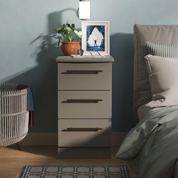 Haworth Grey 3 Drawer Bedside Cabinet
