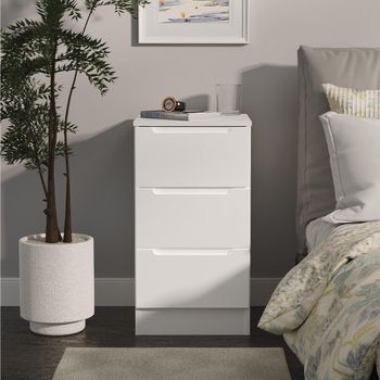 Milan White Gloss 3 Drawer Bedside Cabinet