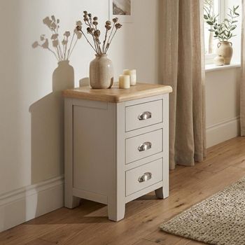 Windermere Painted Oyster Grey 3 Drawer Bedside Cabinet