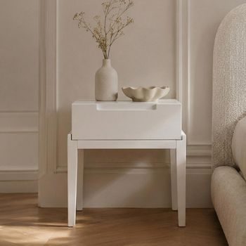 Orchid White Wood 1 Drawer Bedside Table