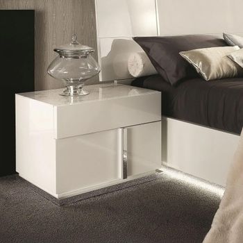 Canova Italian White Gloss LHF Bedside Cabinet