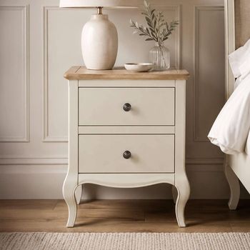Camille Ivory 2 Drawer French Style Bedside Cabinet