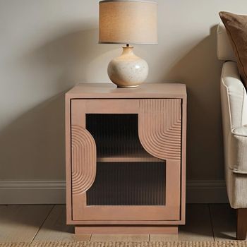 Indus Pale Taupe Mango Wood 1 Door Bedside Table