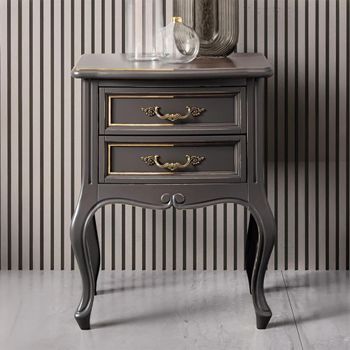 Verdi Italian Grey 2 Drawer French Style Bedside Table