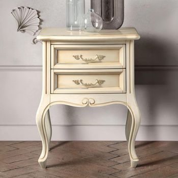 Verdi Italian Ivory 2 Drawer French Style Bedside Table