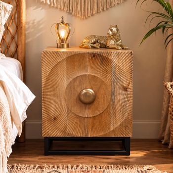 Mango Wood 1 Door Bedside Cabinet