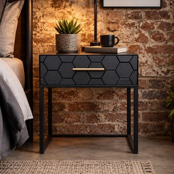 Black 1 Drawer Bedside Table