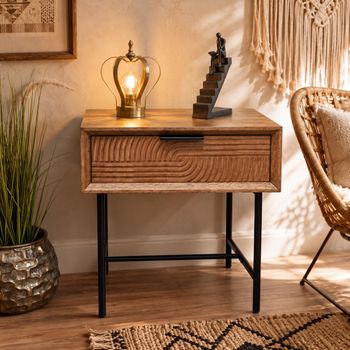 Fir Wood 1 Drawer Bedside Table