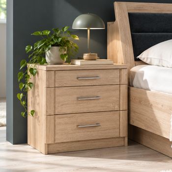 Luxor 3+4 Rustic Oak 3 Drawer Bedside Cabinet