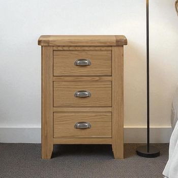 Hopewood Oak 3 Drawer Bedside Cabinet