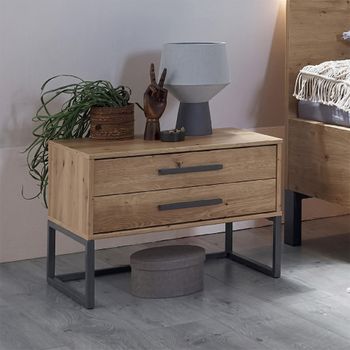 Breda Bianco Oak 2 Drawer Bedside Cabinet