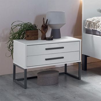 Breda White 2 Drawer Bedside Cabinet