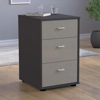 Rialto Pebble Grey and Graphite Carcase 3 Drawer Bedside Cabinet