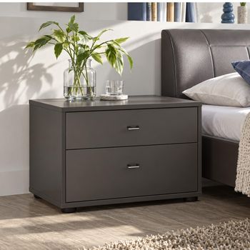 Tokio 2 Drawer Havana Chrome Handle Bedside Cabinet