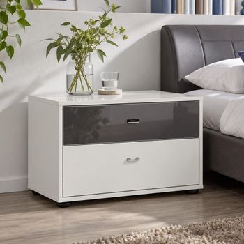 Tokio Alpine White 2 Drawer Bedside Cabinet - Sizes Available