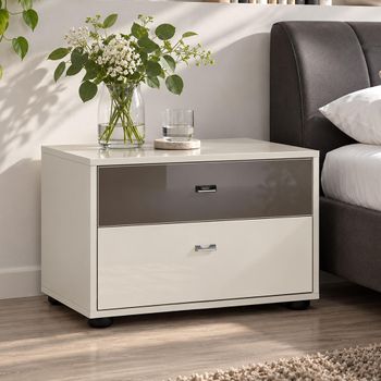 Tokio Champagne 2 Drawer Chrome Handle Bedside Cabinet