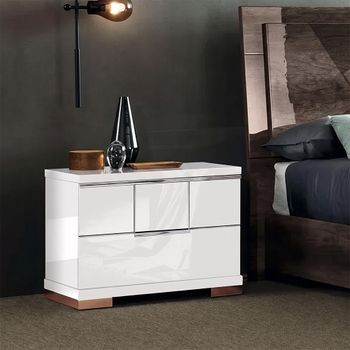 Asti Italian White Gloss 2 Drawer Bedside Cabinet
