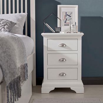 Hampstead White 3 Drawer Bedside Cabinet