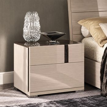 Teodora Italian Cream Gloss 2 Drawer Bedside Cabinet