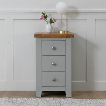 Melbourne French Grey Painted 3 Drawer Bedside Cabinet