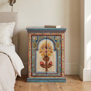 Abali Painted Mango Wood 2 Door Bedside Cabinet