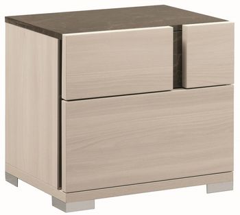 Teodora Italian Cream Gloss 2 Drawer Bedside Cabinet