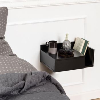 Ashlan Black 1 Drawer Floating Shelf Bedside Table