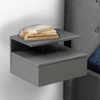 Ashlan Grey Painted 1 Drawer Wall Mounted Floating Bedside Table