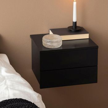 Avignon Black 2 Drawer Wall Mounted Floating Bedside Table