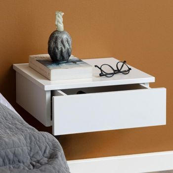 Avignon White Painted 1 Drawer Wall Mounted Floating Bedside Table