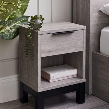Bali Grey Oak 1 Drawer Bedside Cabinet