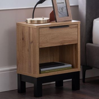 Bali Oak 1 Drawer Bedside Cabinet