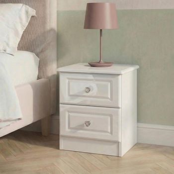 Balmoral White Gloss 2 Drawer Bedside Cabinet