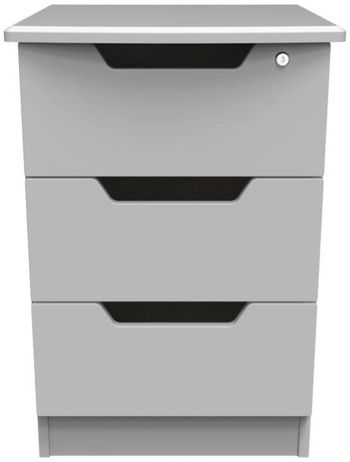 Bella Grey 3 Drawer with Lock Bedside Cabinet