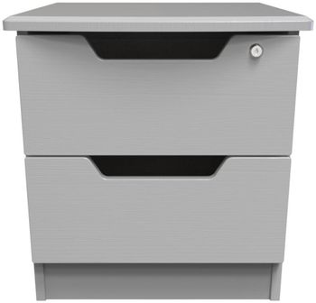 Bella Grey Ash 2 Drawer with Lock Bedside Cabinet