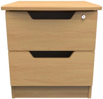 Bella Oak 2 Drawer with Lock Bedside Cabinet