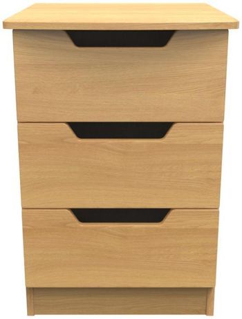 Bella Oak 3 Drawer Bedside Cabinet