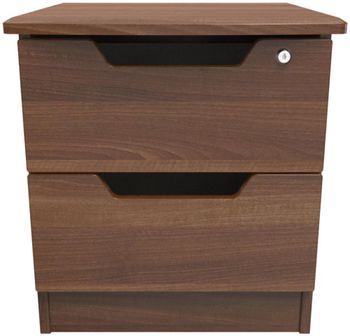 Bella 2 Drawer with Lock Walnut Bedside Cabinet