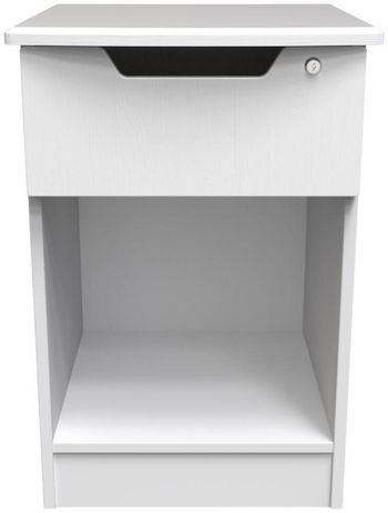 Bella White 1 Drawer with Lock Bedside Cabinet