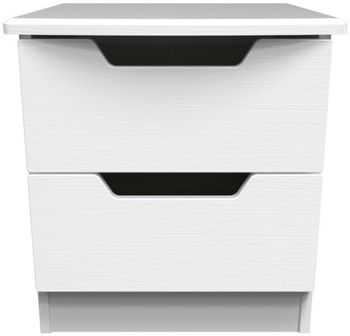 Bella White 2 Drawer Bedside Cabinet