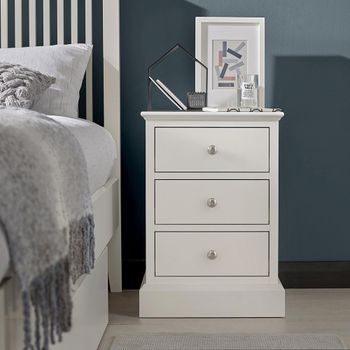 Ashby White 3 Drawer Bedside Cabinet