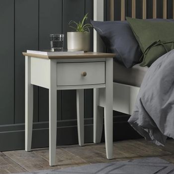 Whitby Scandi Oak and Soft Grey 1 Drawer Bedside Table