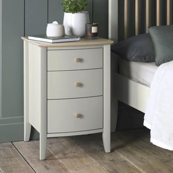 Whitby Scandi Oak and Soft Grey 3 Drawer Bedside Cabinet