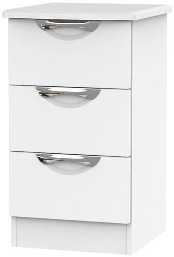 Camden White Matt 3 Drawer Bedside Cabinet