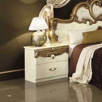 Barocco Italian Ivory and Gold 2 Drawer Bedside Cabinet