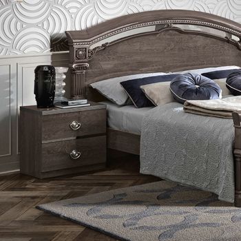 Nabucco Italian Silver Birch 2 Drawer Bedside Cabinet
