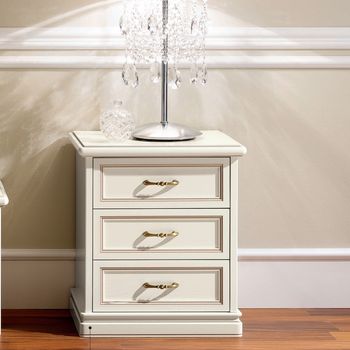 Nostalgia Italian Bianco Antico 3 Drawer Bedside Cabinet