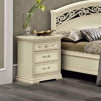 Torriani Italian Ivory 3 Drawer Bedside Cabinet