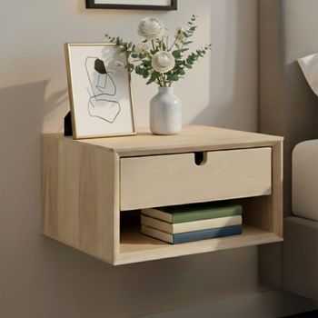 Century Oak 1 Drawer Wall Mounted Floating Bedside Table